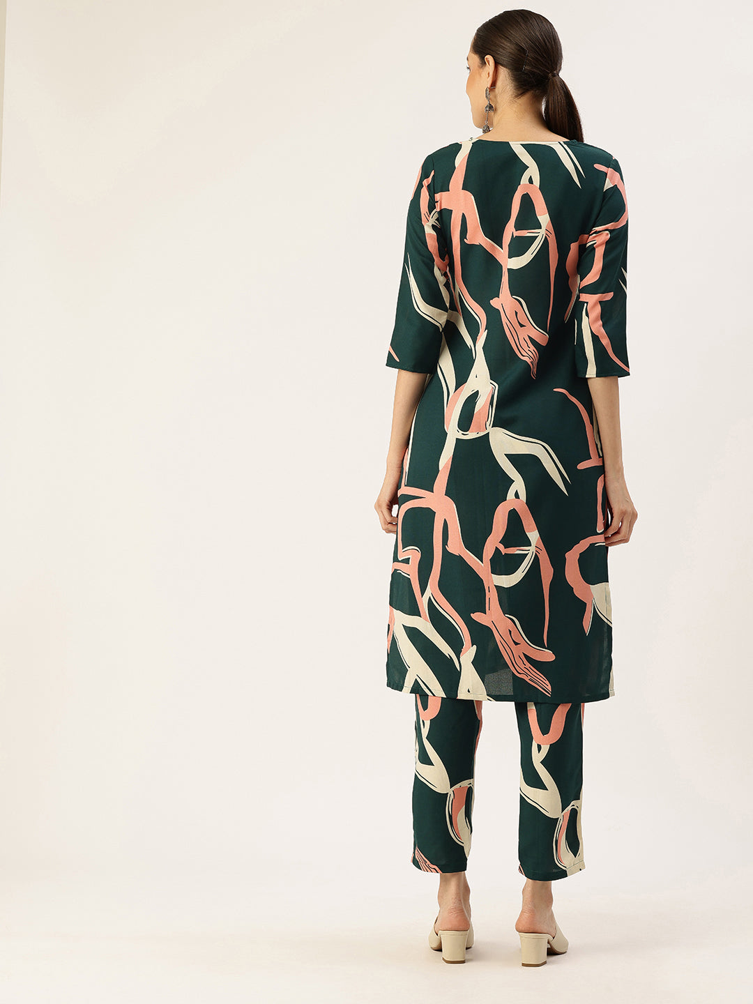 Bollywood Vogue Ready To Wear Green Rayon Printed Kurta Set - Additional View 2