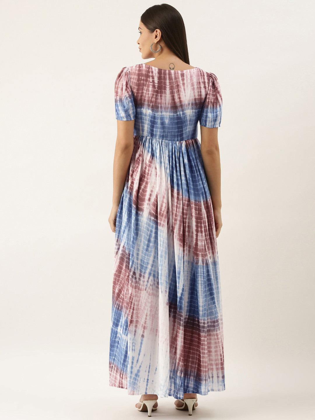 Bollywood Vogue Ready To Wear Multi Colour Modal Woven Dress - Back View