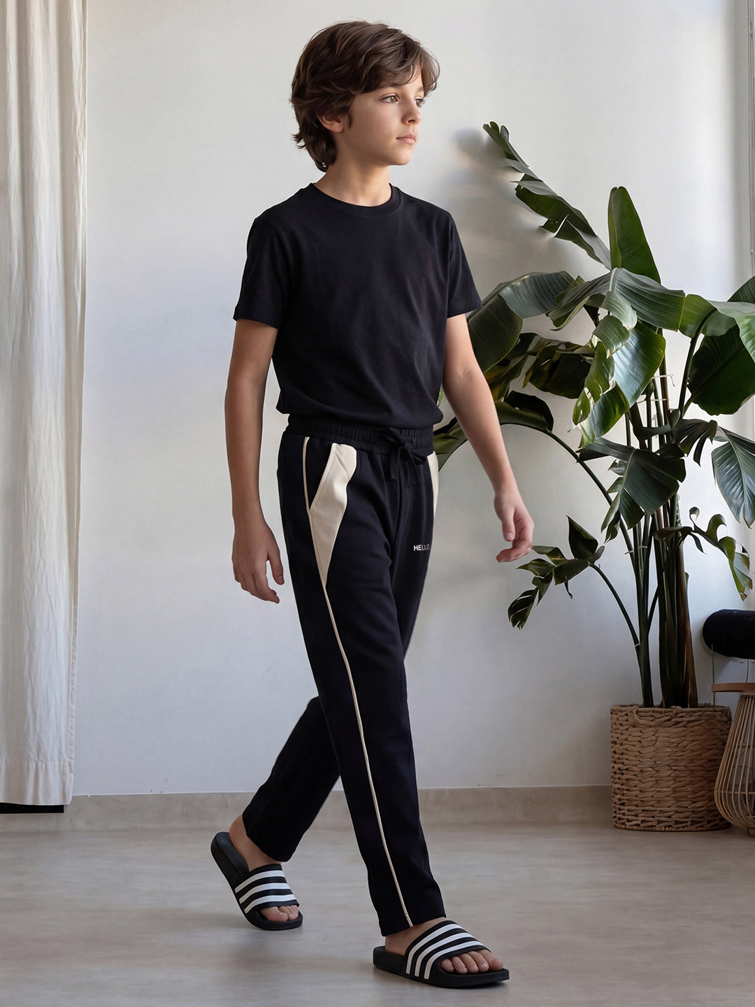 Lil Tomatoes Boys Cotton Looper Trackpant - Black