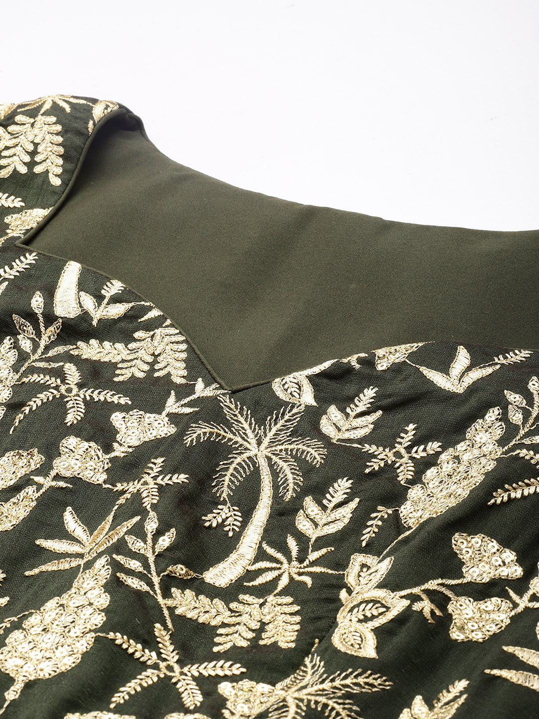Bollywood Vogue Ready To Wear Green Art Silk Embroidered Anarkali Suit - Additional View 2