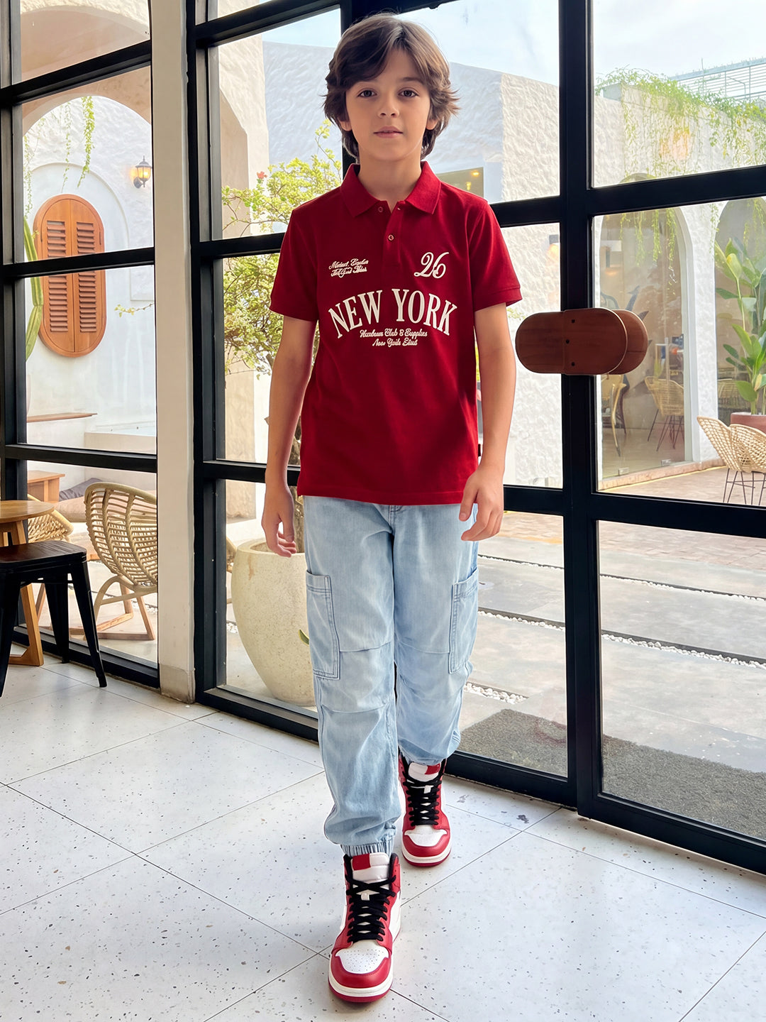 Lil Tomatoes Boys Cotton Pique Polo T-Shirt - Cranberry