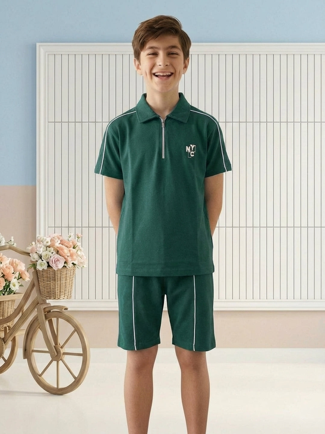 Lil Tomatoes Boys Cotton Night Suits - Bottle Green