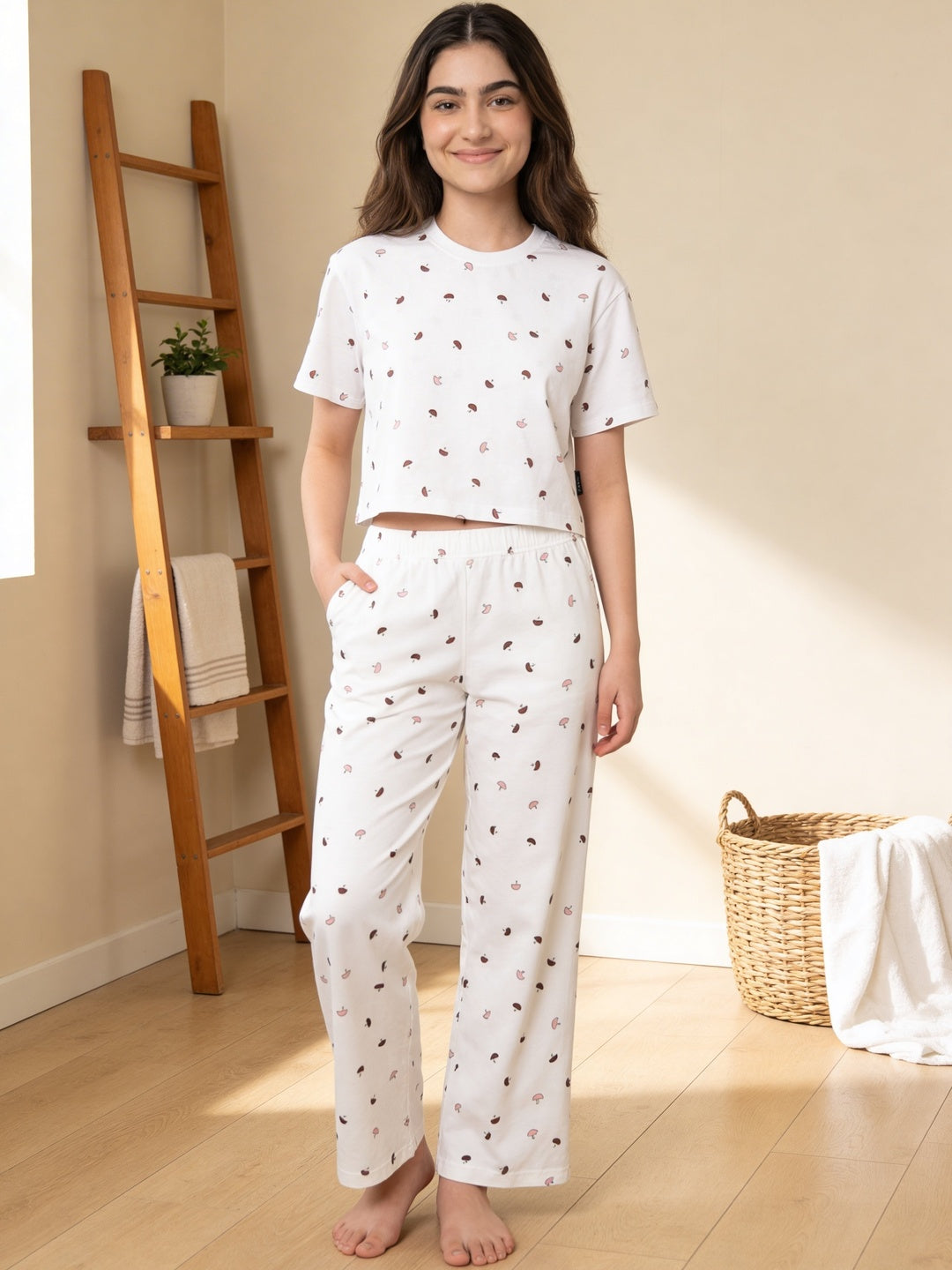 Lil Tomatoes Girls Cotton Night Suits - White