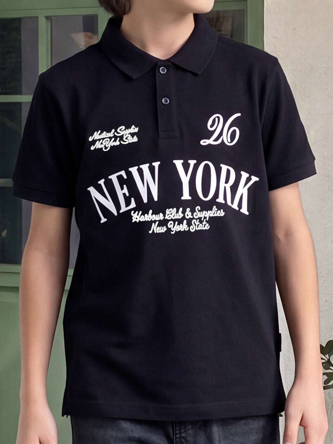 Lil Tomatoes Boys Cotton Pique Polo T-Shirt - Black