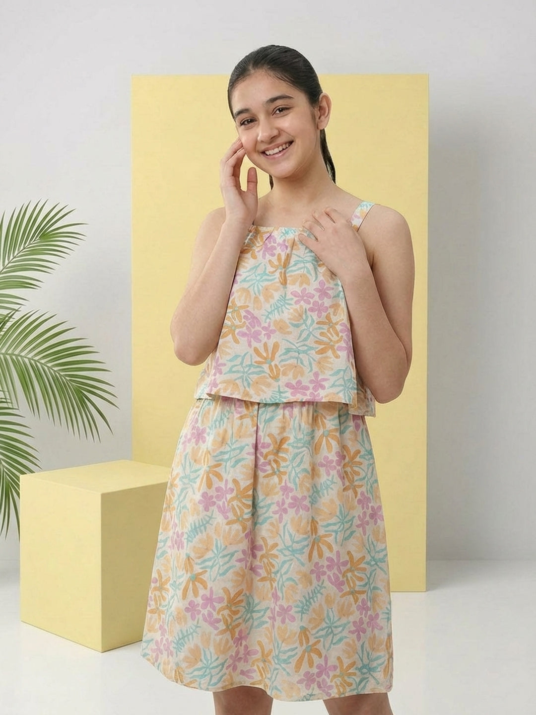Lil Tomatoes Girls Cotton Jumpsuits - Cream