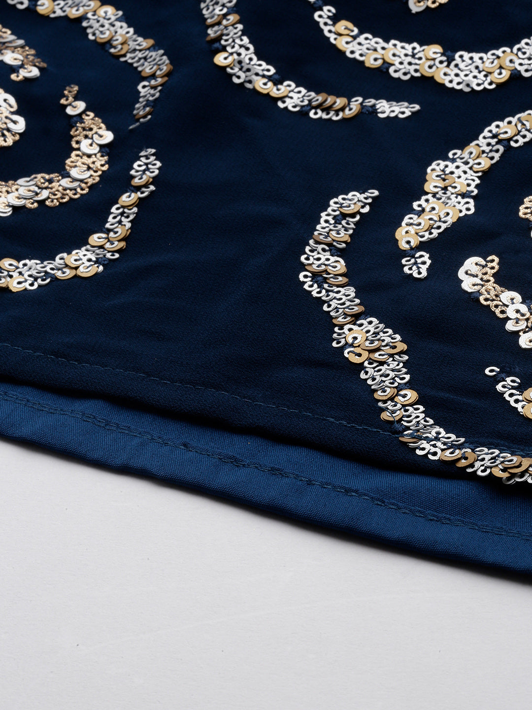 Bollywood Vogue Ready To Wear Navy Blue Georgette Embroidered Gharara Suit - Look Shot