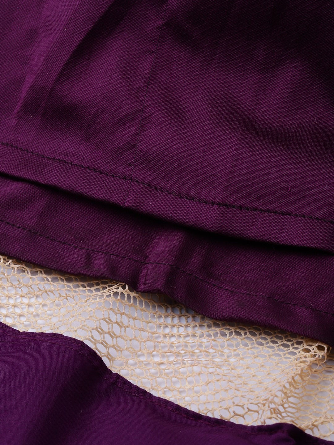 Bollywood Vogue Ready To Wear Dark Purple N Pink Embroidered Off Shoulder Gown - Detail View