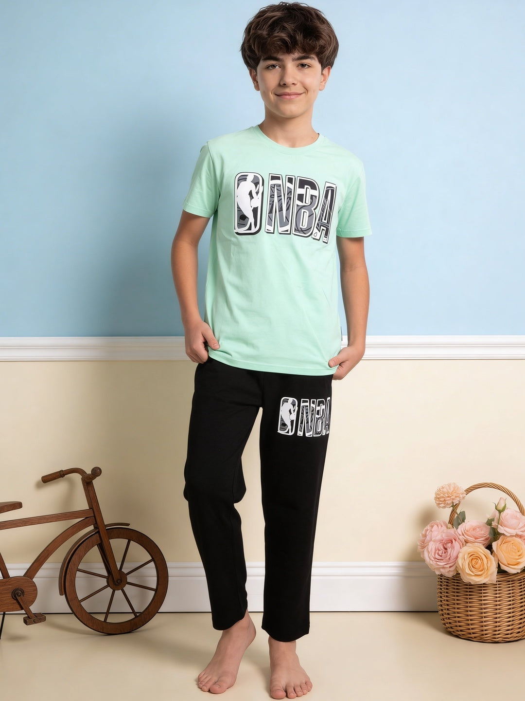Lil Tomatoes Boys Cotton Night Suits - Light Green