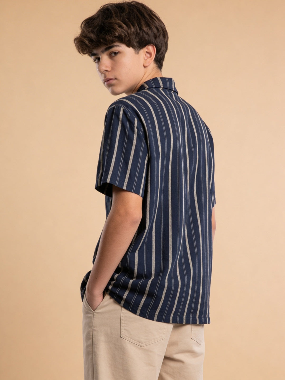 Lil Tomatoes Boys Cotton Shirt - Navy Blue