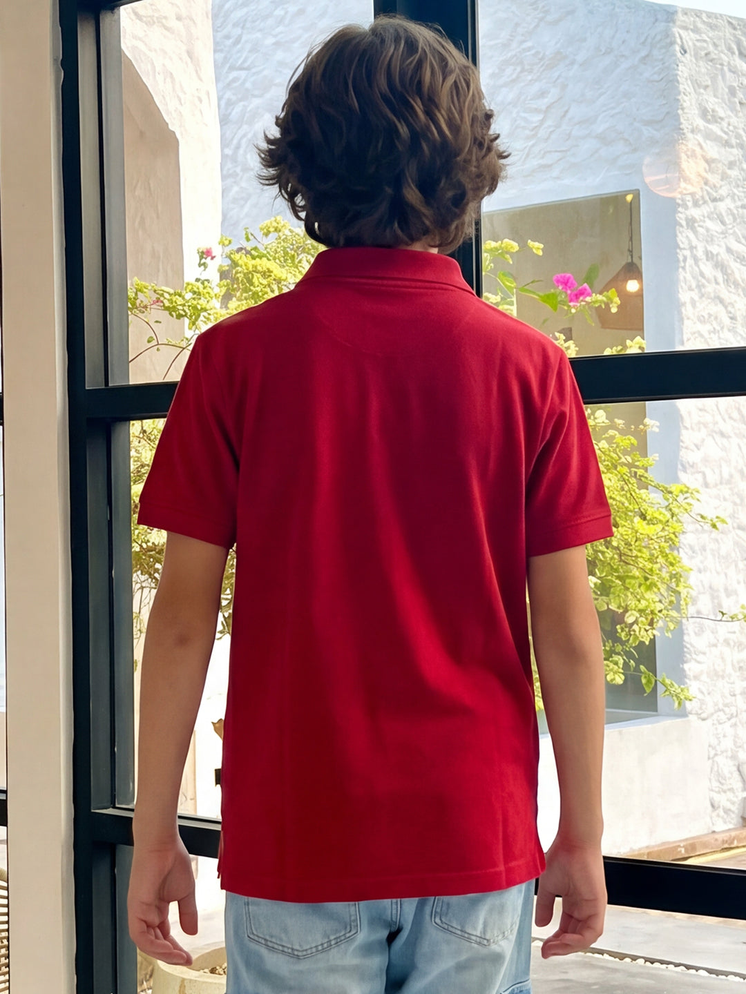 Lil Tomatoes Boys Cotton Pique Polo T-Shirt - Cranberry