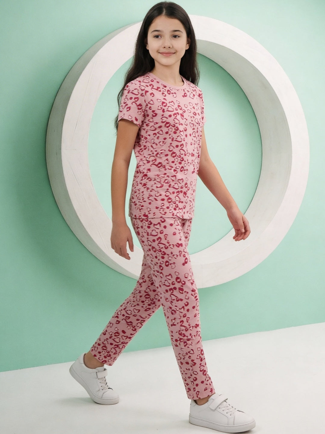 Lil Tomatoes Girls Cotton Night Suits - Coral