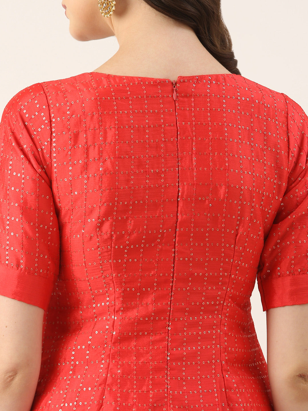 Bollywood Vogue Ready To Wear Coral Pink Chinon Embroidered Sequins Sharara Suit - Look Shot