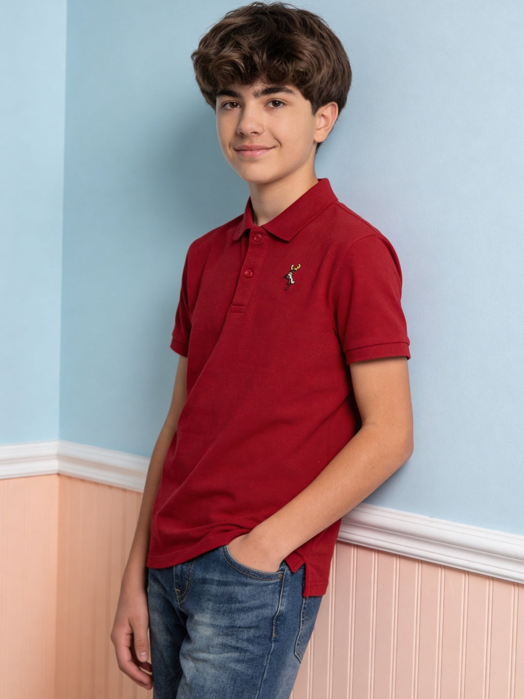 Lil Tomatoes Boys Cotton Pique Polo T-Shirt - Cranberry