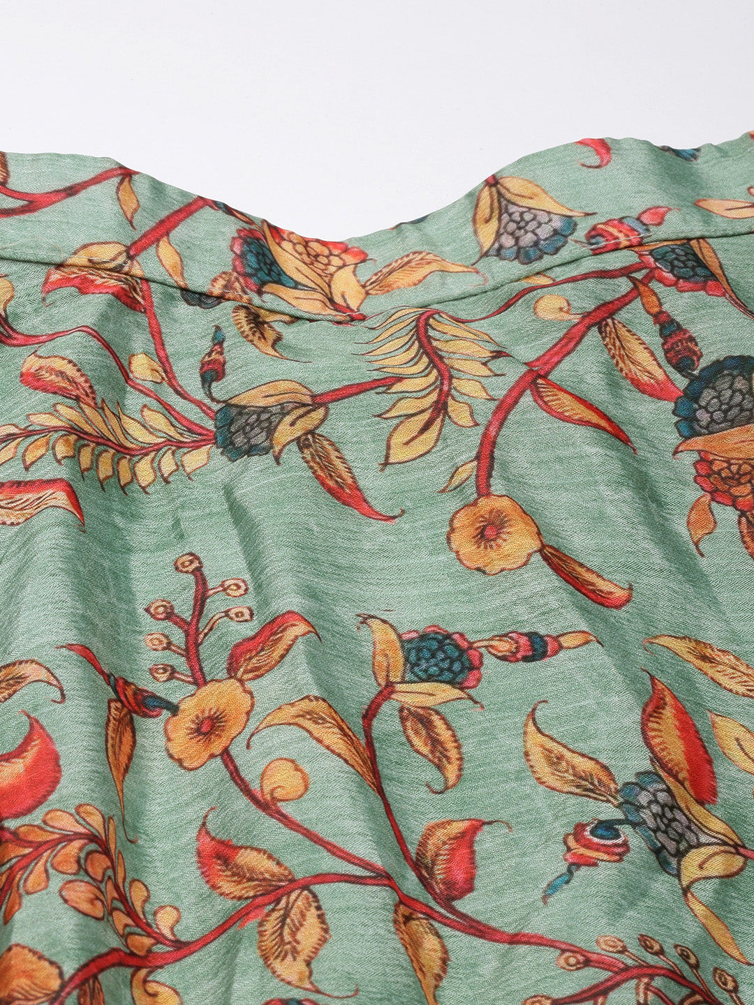 Bollywood Vogue Ready To Wear Green Chinon Printed Skirt Set - Additional View 1