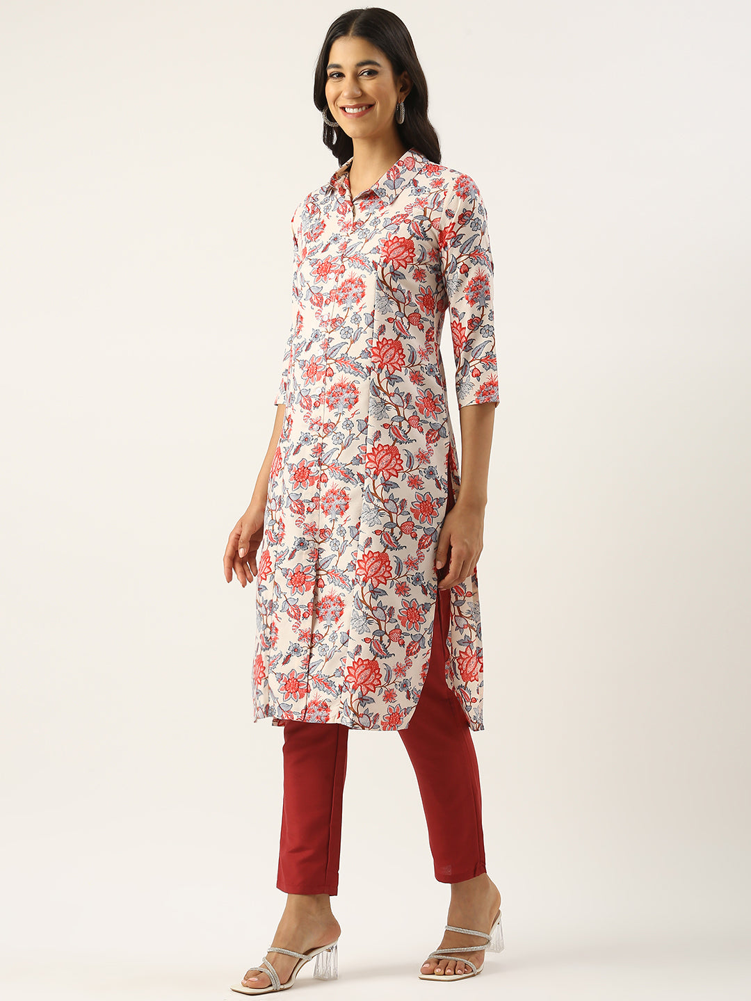 Bollywood Vogue Ready To Wear Multicolored Rayon Printed Straight Pant Suit - Back View