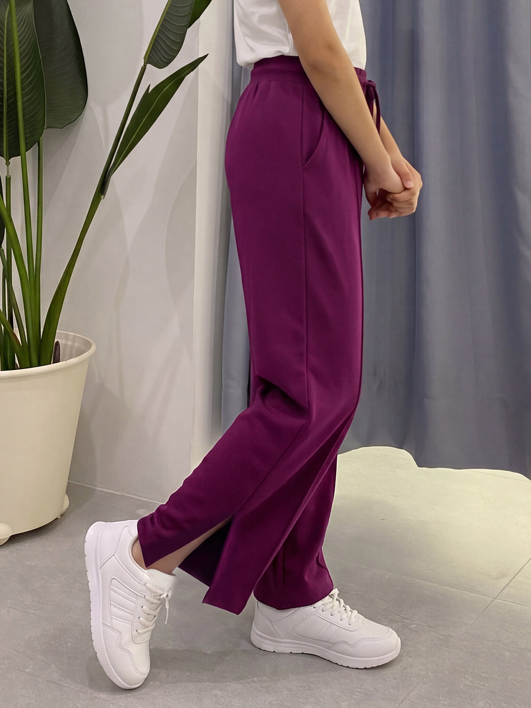 Lil Tomatoes Girls Cotton Looper Trackpant - Wine