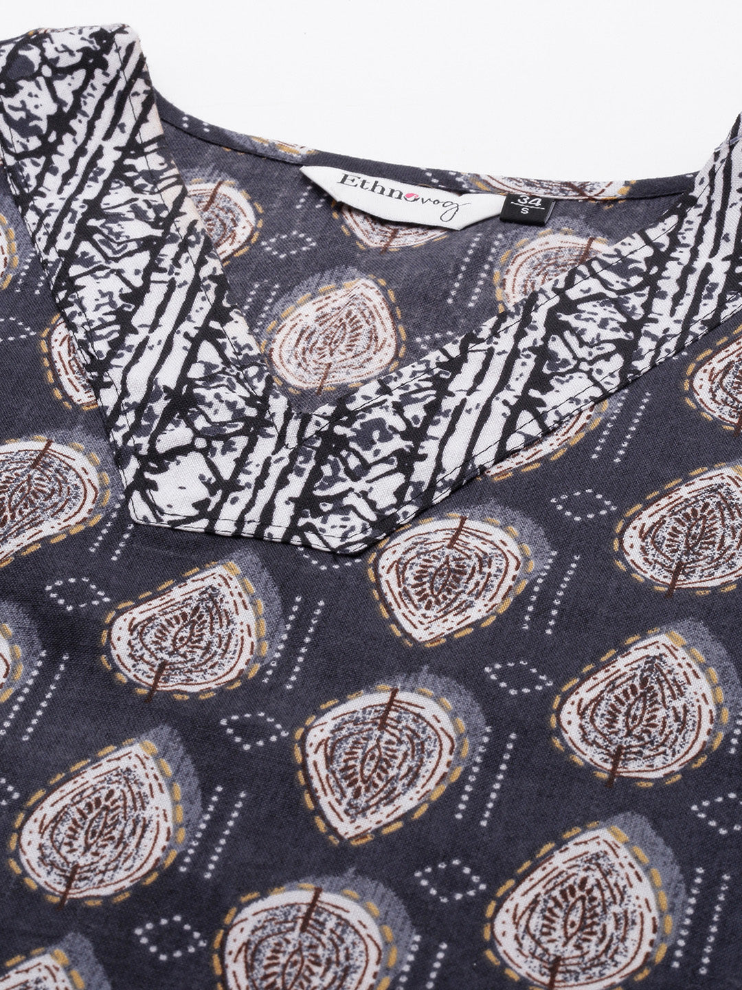 Bollywood Vogue Ready To Wear Black Semi Cotton Printed Straight Pant Suit - Detail View