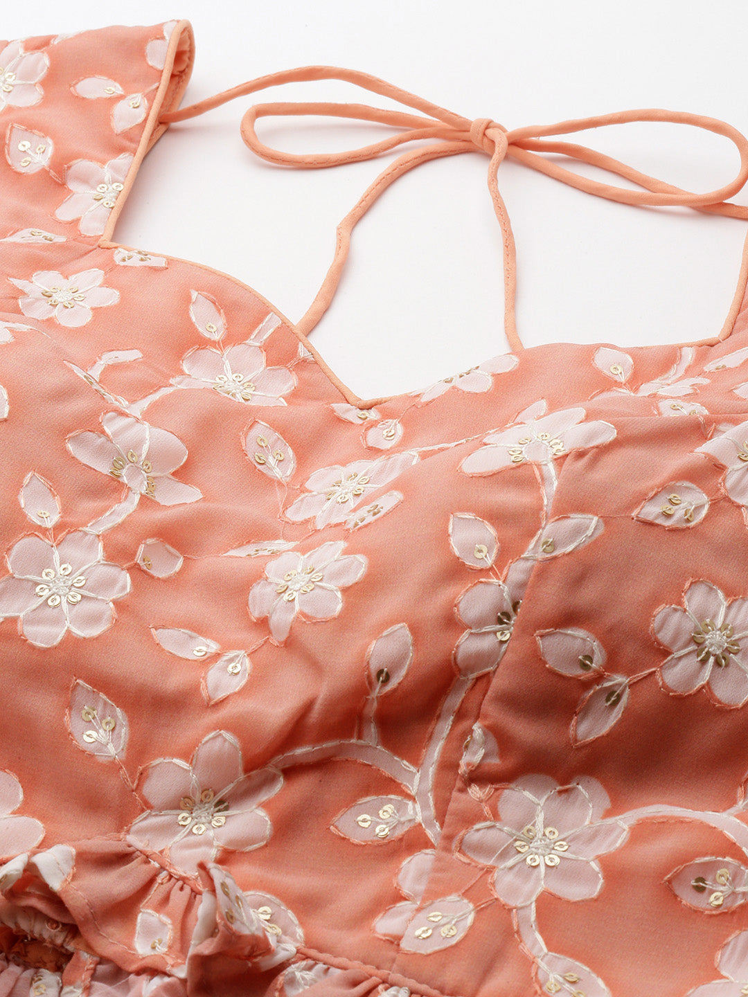 Bollywood Vogue Ready To Wear Peach Embroidered Georgette Lehenga Set - Look Shot