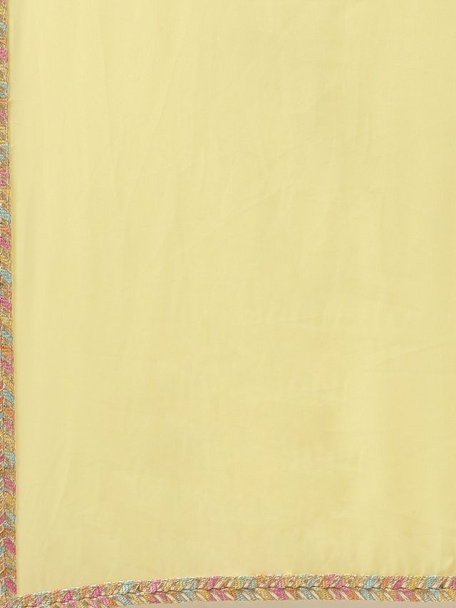 Bollywood Vogue Ready To Wear Yellow Georgette Embroidered Pink Lehenga Set