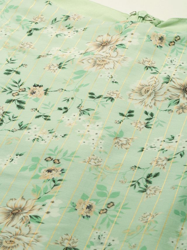 Bollywood Vogue Ready To Wear Green Muslin Print N Green Georgette palazzo Suit