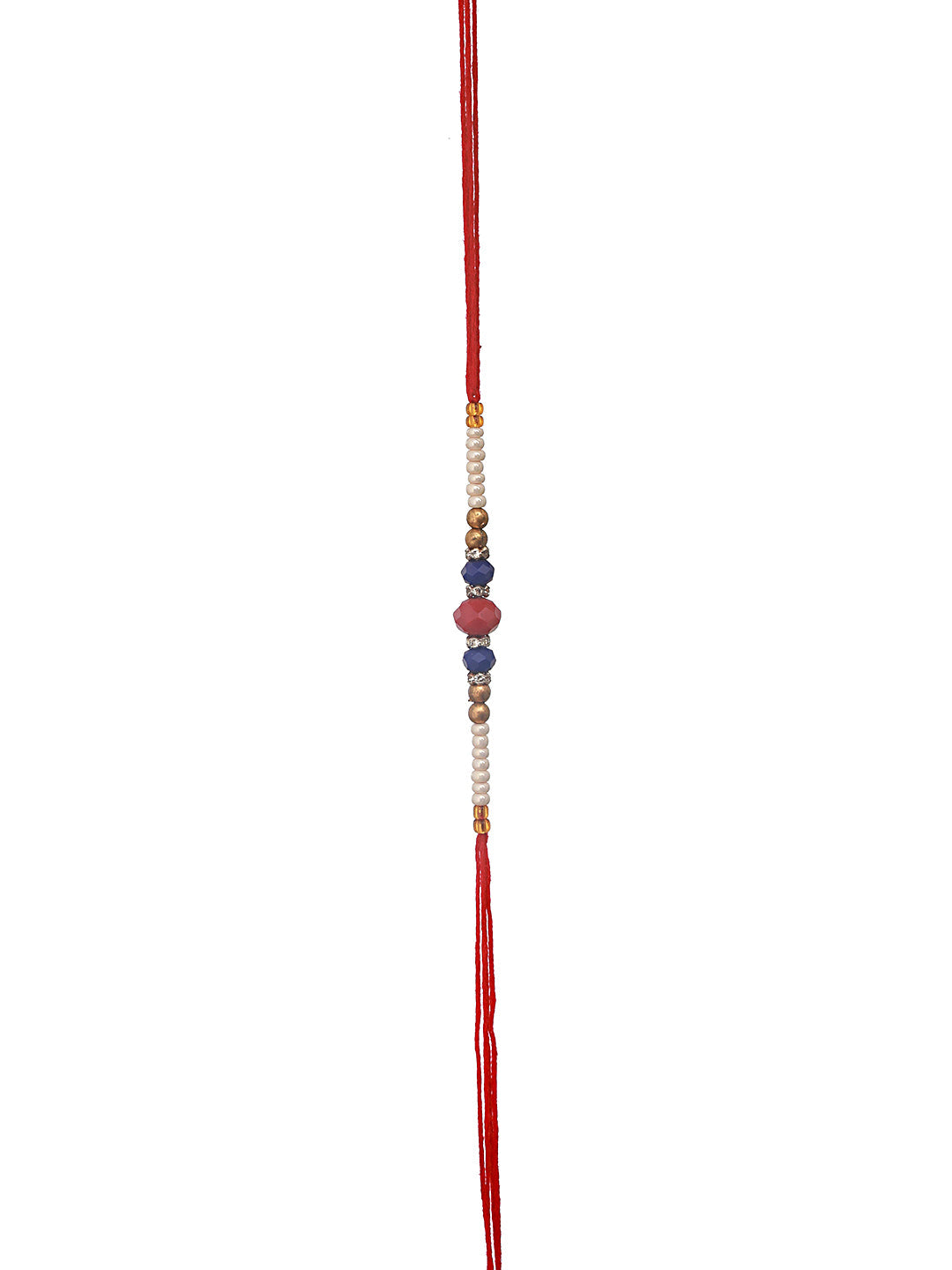 Set Of 4 Men Brown & Blue Rudraksh Beaded Spiritual Rakhi With Roli & Chawal