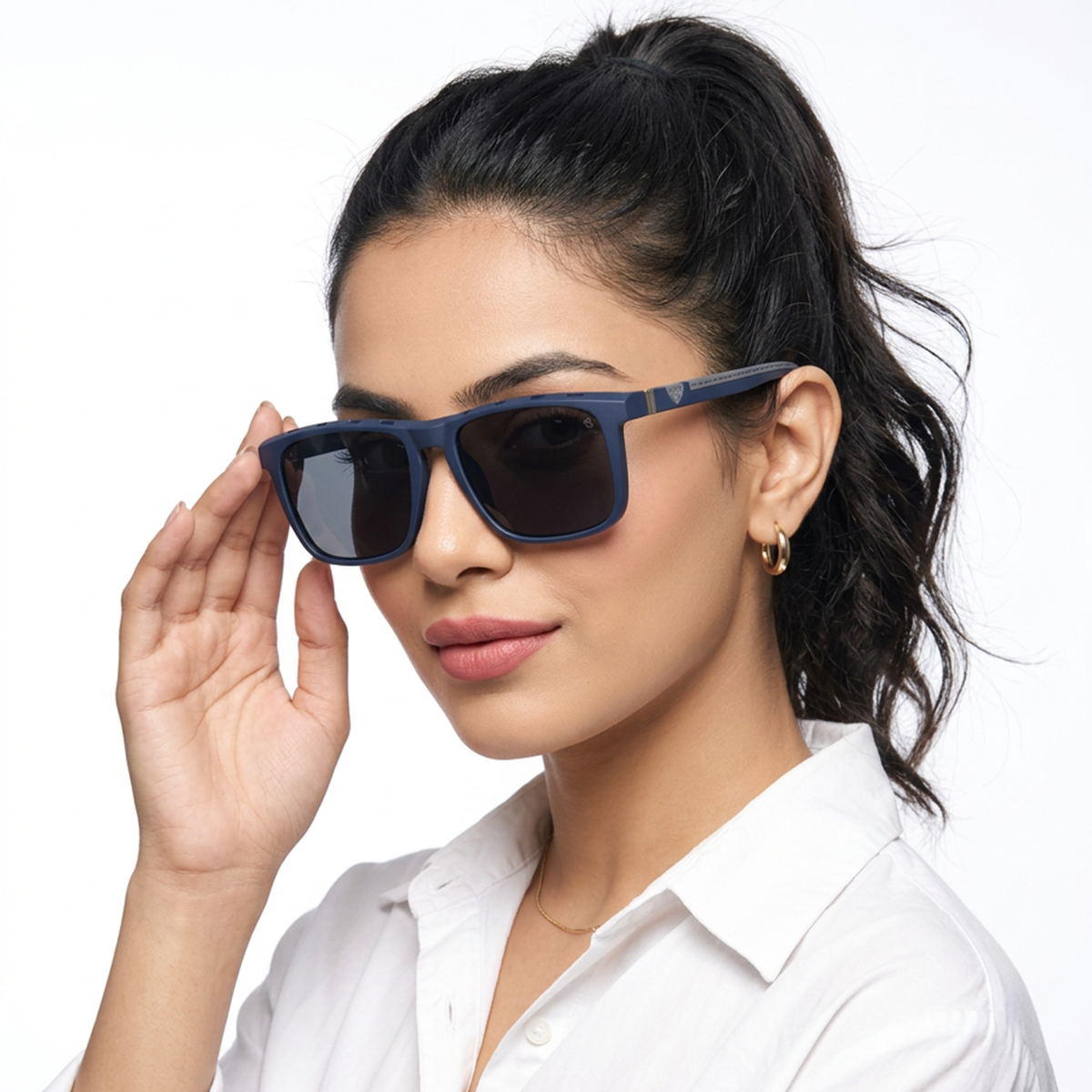 Eyejack Blue Wayfarer Sunglasses for Men and Women - Style 2136 - worn by a male model (image 3)