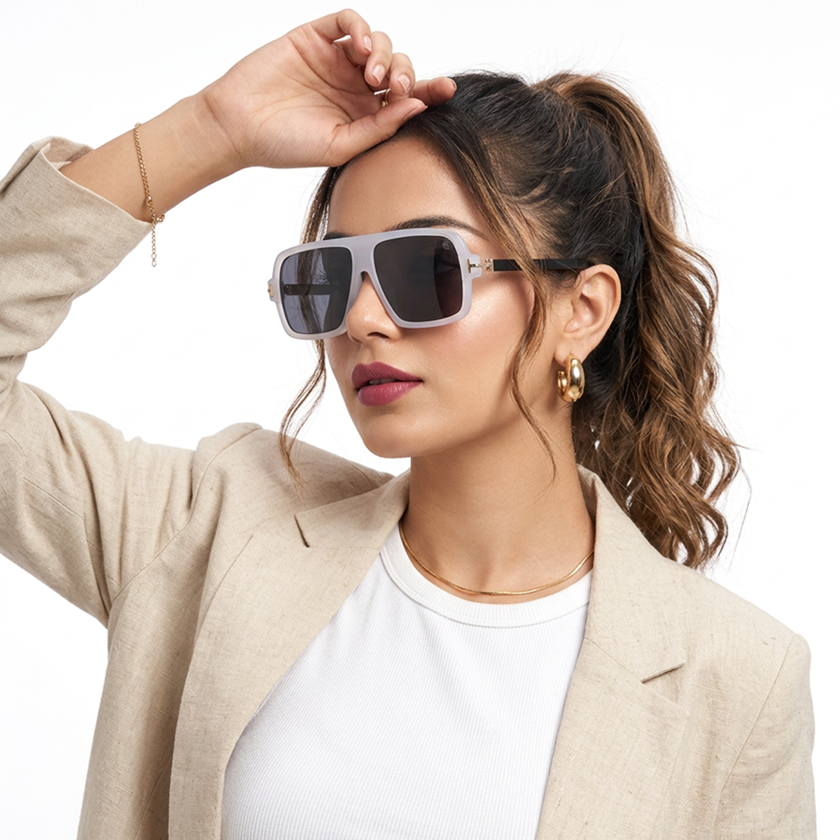 Eyejack Grey Wayfarer Sunglasses for Men and Women - Style 1055 - worn by a male model (image 3)