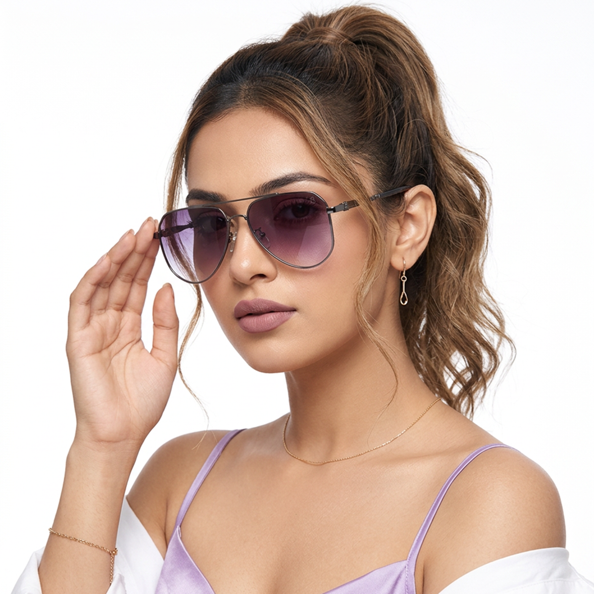 Eyejack Dark Grey Aviator Sunglasses for Men and Women - worn by a male model (image 3)