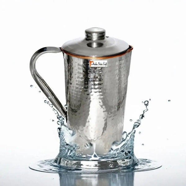 Prisha India Craft Steel Copper Jug Pitcher, Dimple Design, Capacity (1600 ML) Prisha India Craft