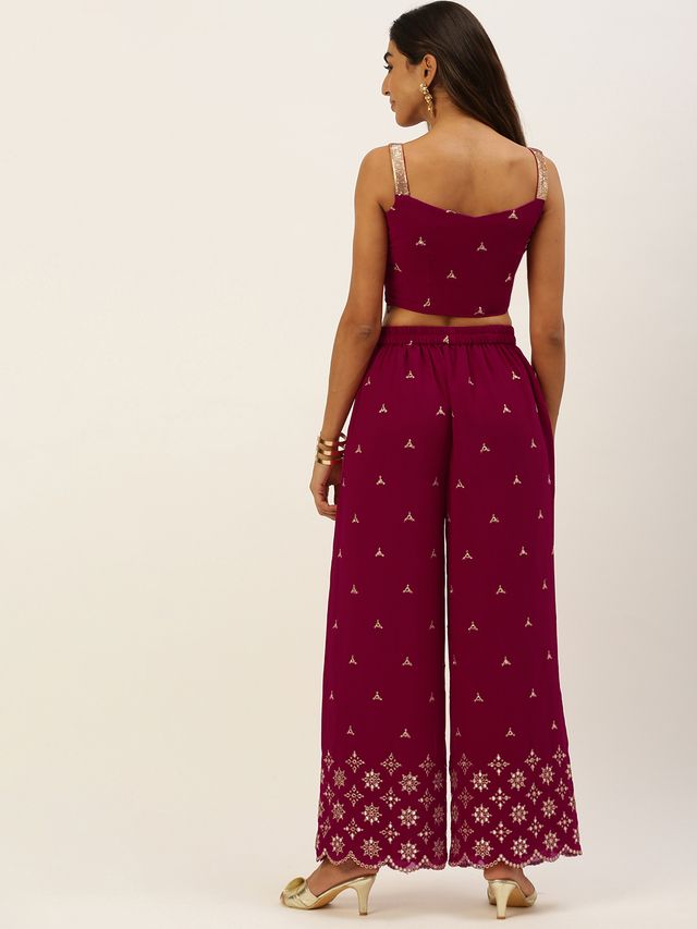 Bollywood Vogue Ready To Wear Pink Embroidered Co Ords Set