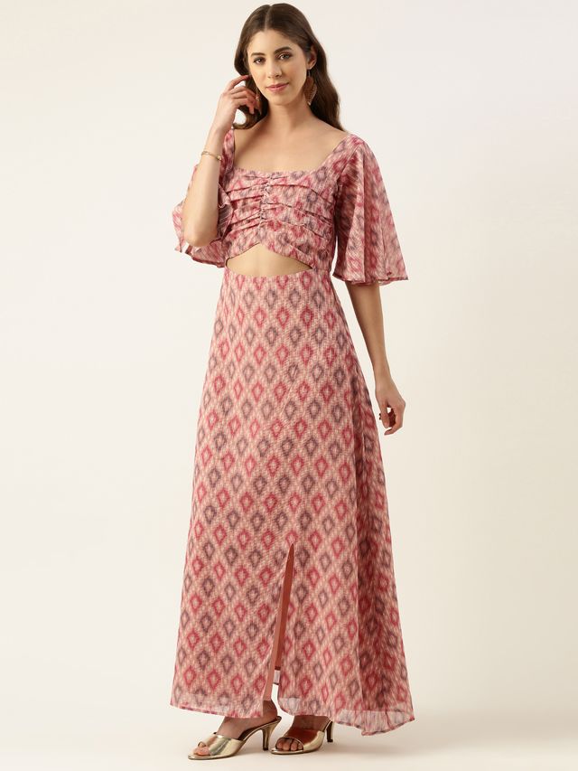 Bollywood Vogue Ready To Wear Multicolored Georgette Digital Printed Dress
