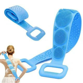 Silicone Body Back Scrubber Belt Double Sided Bathing Brush for Dead Skin Deep Cleaning Massage for Men & Women Multicolor.