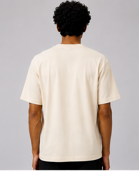 HUSTLE Essentials Men's Crew Neck Oversized Tees - Cream