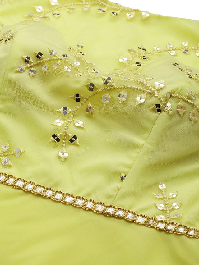 Bollywood Vogue Ready To Wear Yellow Embroidered Boat Neck Gown