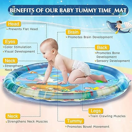 Inflatable Baby Water Play Mat Leakproof Tummy Time Toy & Fun Activity Center for Kids – Indoor & Outdoor Use, Multicolour (Pack of 1)