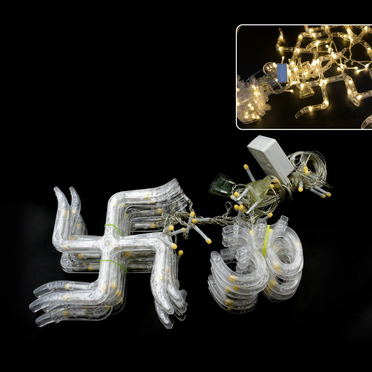 Swastik Om Curtain Decorative Lights String Lights With 12 Hanging Props138 Led Diwali Decoration Items For Home Decor Night Light Room Lights For Bedroom Balcony Decor. HP DD