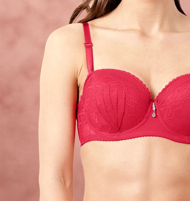 Susie Half Coverage Red Lace Detachable Strap Padded Underwire Balconette Adjustable MultiwayBra