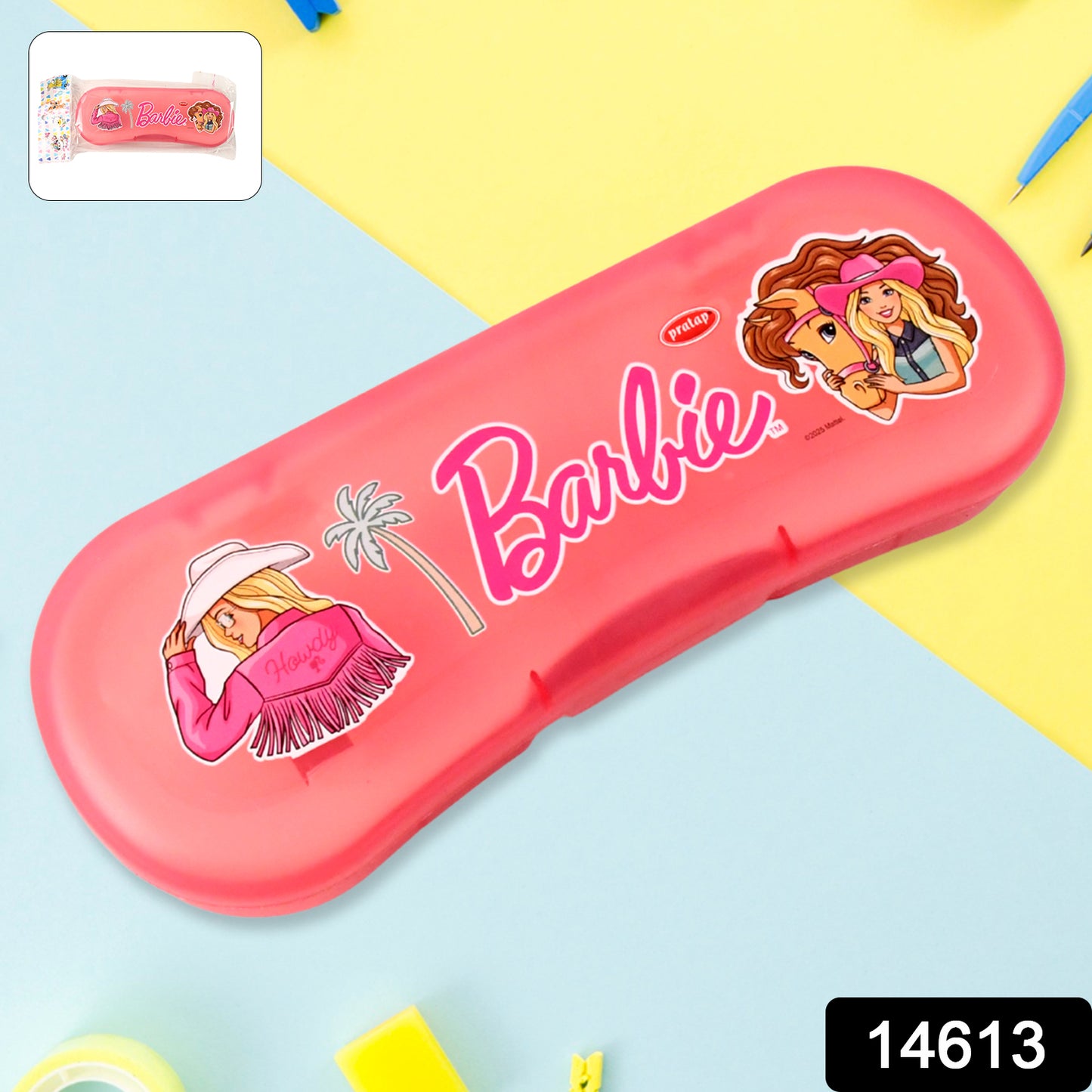 Cute Cartoon Printed Plastic Compass Box for Kids Durable & Lightweight Pencil Box with Dual-Layer Tray(1 Pc)