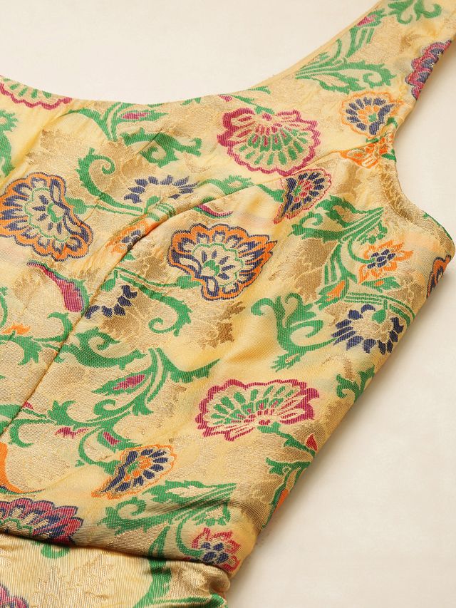 Bollywood Vogue Ready To Wear Beige Art Silk Jacquard Dress