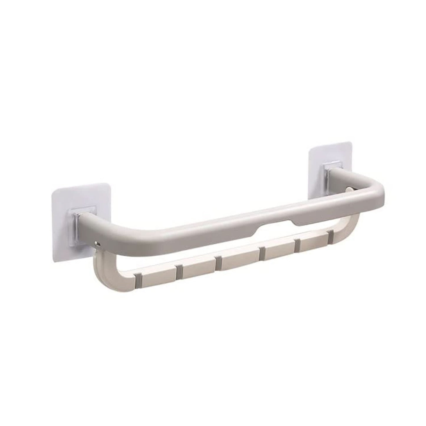 Wall Mounted Double Bar Towel Holder With Hooks Multifunctional Adjustable Towels Rack For Kitchenbathroom Folding Towel Shelf