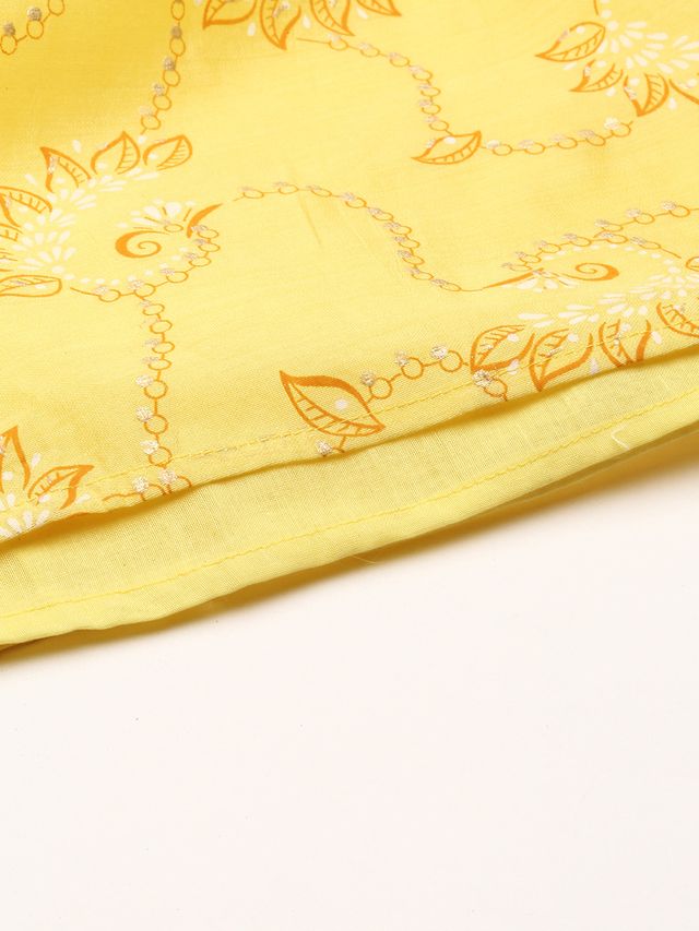 Bollywood Vogue Ready To Wear Yellow Foil Printed Jumpsuit