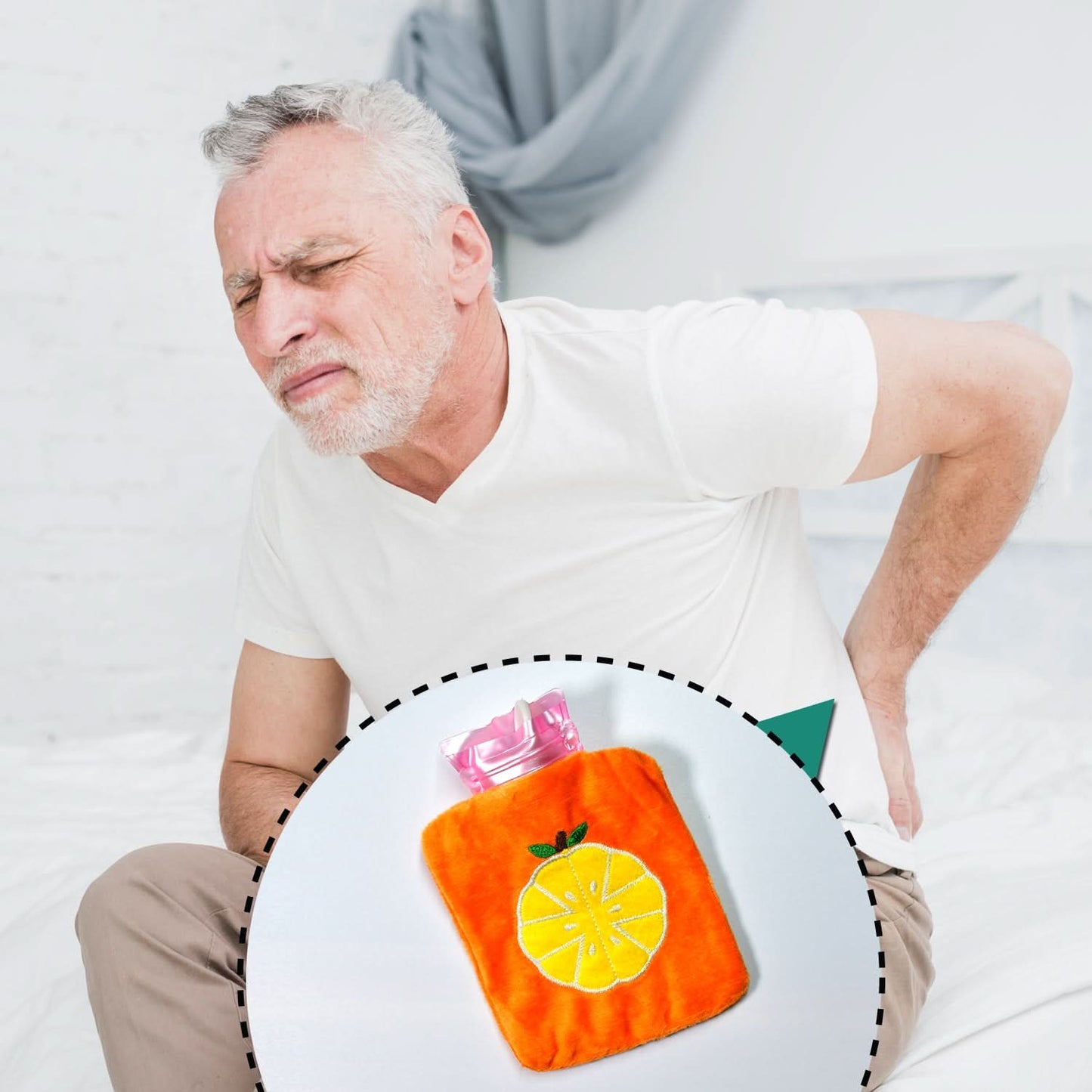 Orange Small Hot Water Bag with Cover with Pain Relief for Neck, Shoulder, Hands, Feet & Cramps