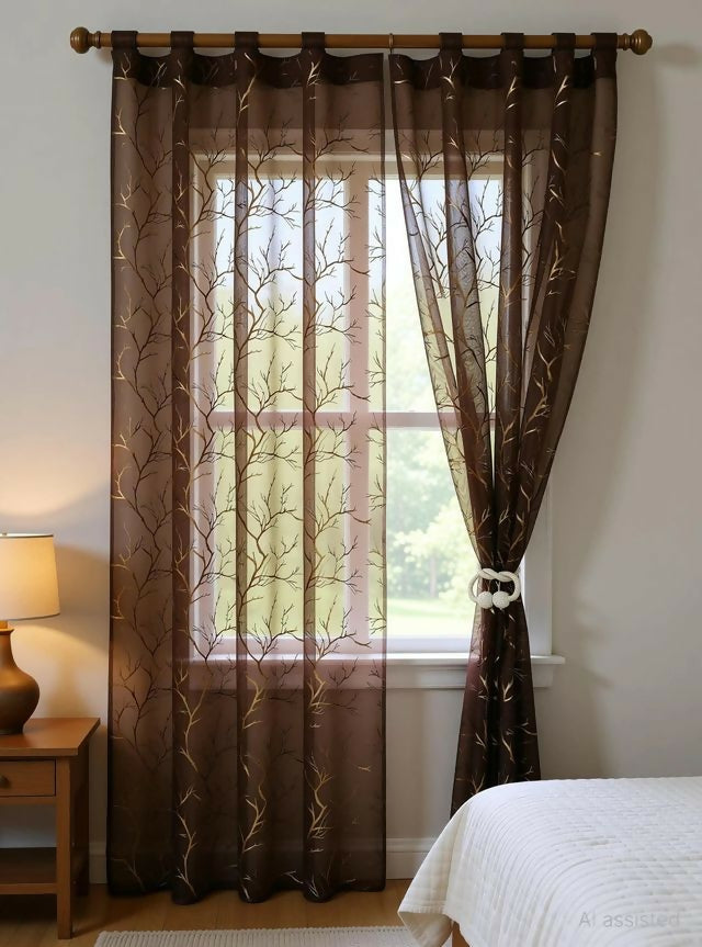 Shree Decor Sheer Transparent Net Curtain – Design 2 (900 Series) | 7FT | Lightweight Decorative for Door, Window & Pooja Room
