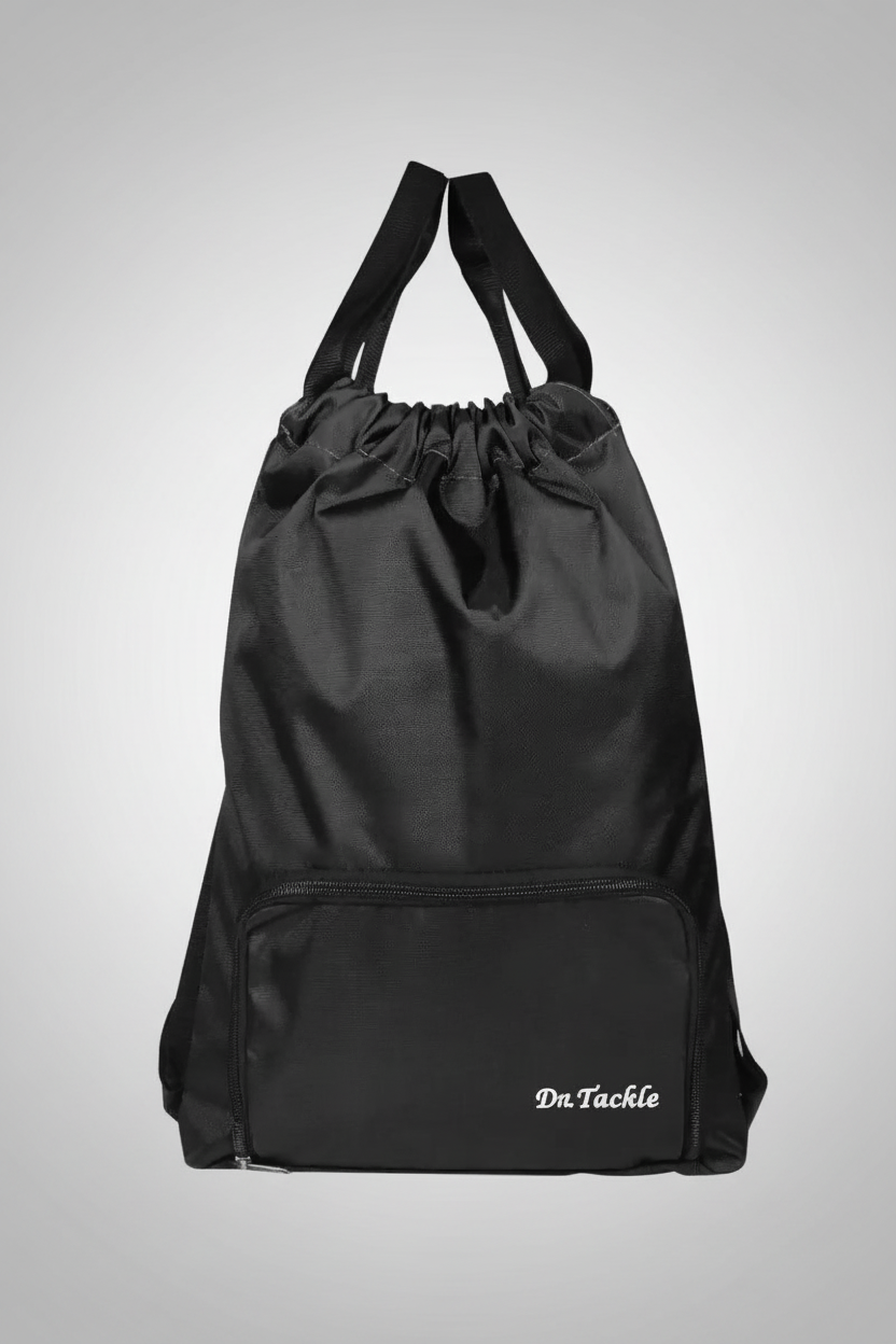 Double Shoulder Travel Drawstring Backpack for Unisex - Black SUPER