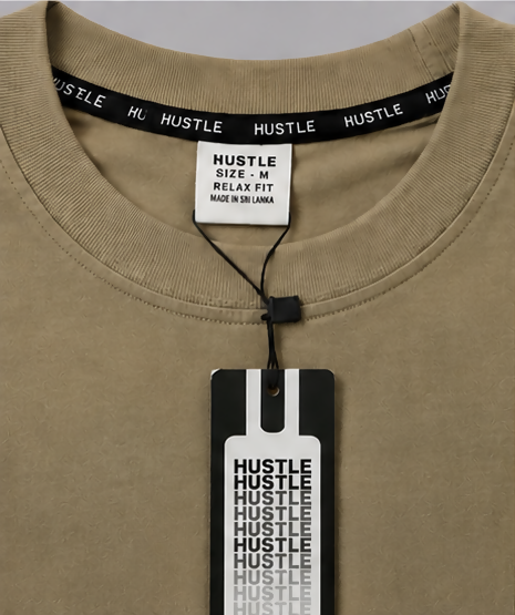 HUSTLE Men's Crew Neck Relax Fit Tees - Khaki Olive