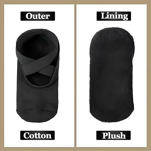 Women’s Non-Slip Yoga Socks with Straps Grip Socks for Pilates, Barre, Ballet & Dance Workouts (Black)