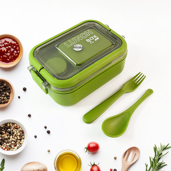 Magic Lunch Box With Leakproof Compartments and Spoon-Fork Set | Airtight Sealed Bento Style Food Container (1 Pc)