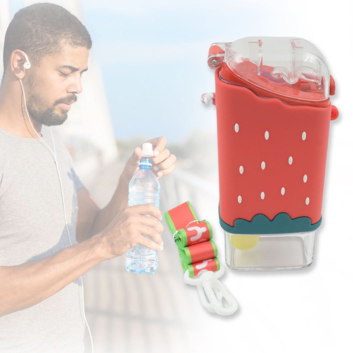Ice Cream Shaped Kids Water Bottle – 300ml BPA-Free with Straw & Strap, Leakproof & Portable