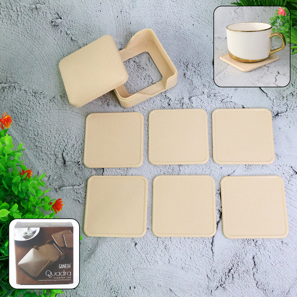 Ganesh Premium Square Coasters With Storage Box (6 Pc Set)