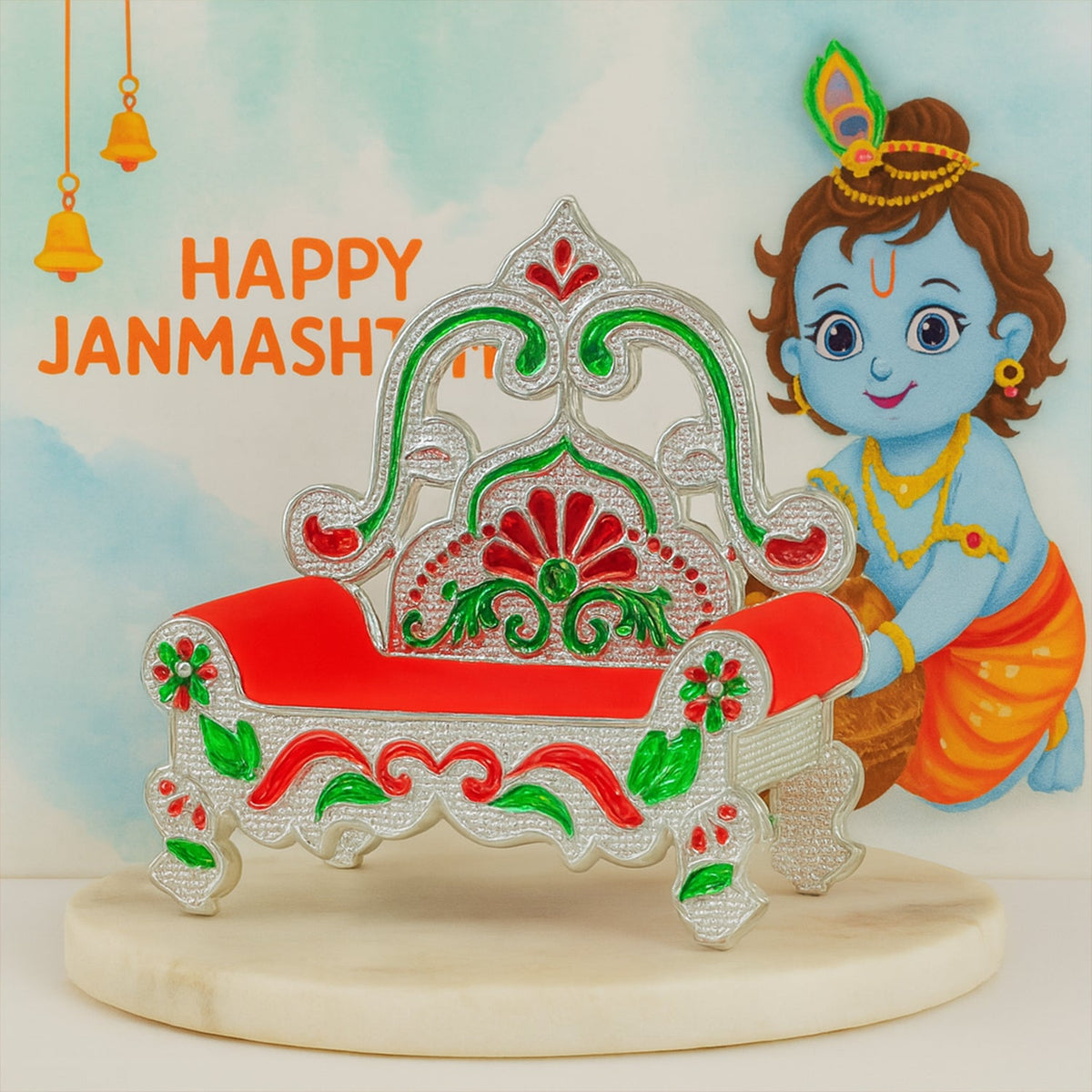 Plastic Decorative Small Singhasan For Laddu Gopal Krishna Ji Or Ganesha Idol (1 Pc) HP DD